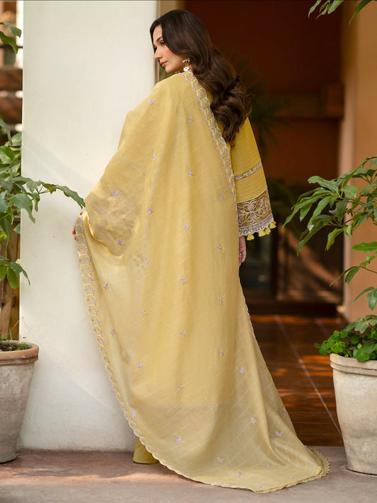 Mahnur Angan Lawn'26 Embroidered Stitched 3-Piece Suit-AN-003