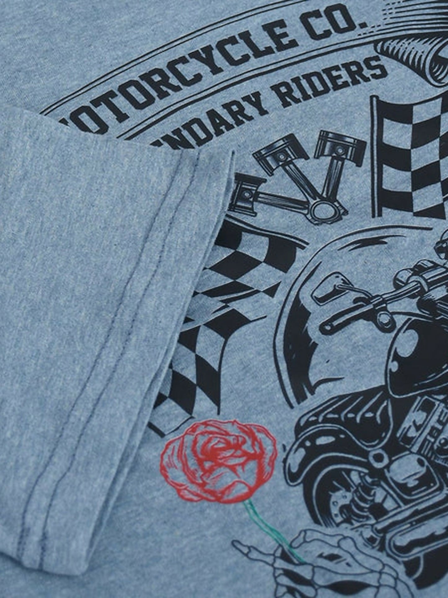 Jupiter Oversized Off Shoulder Bike Rider Print Tee Shirt-13599