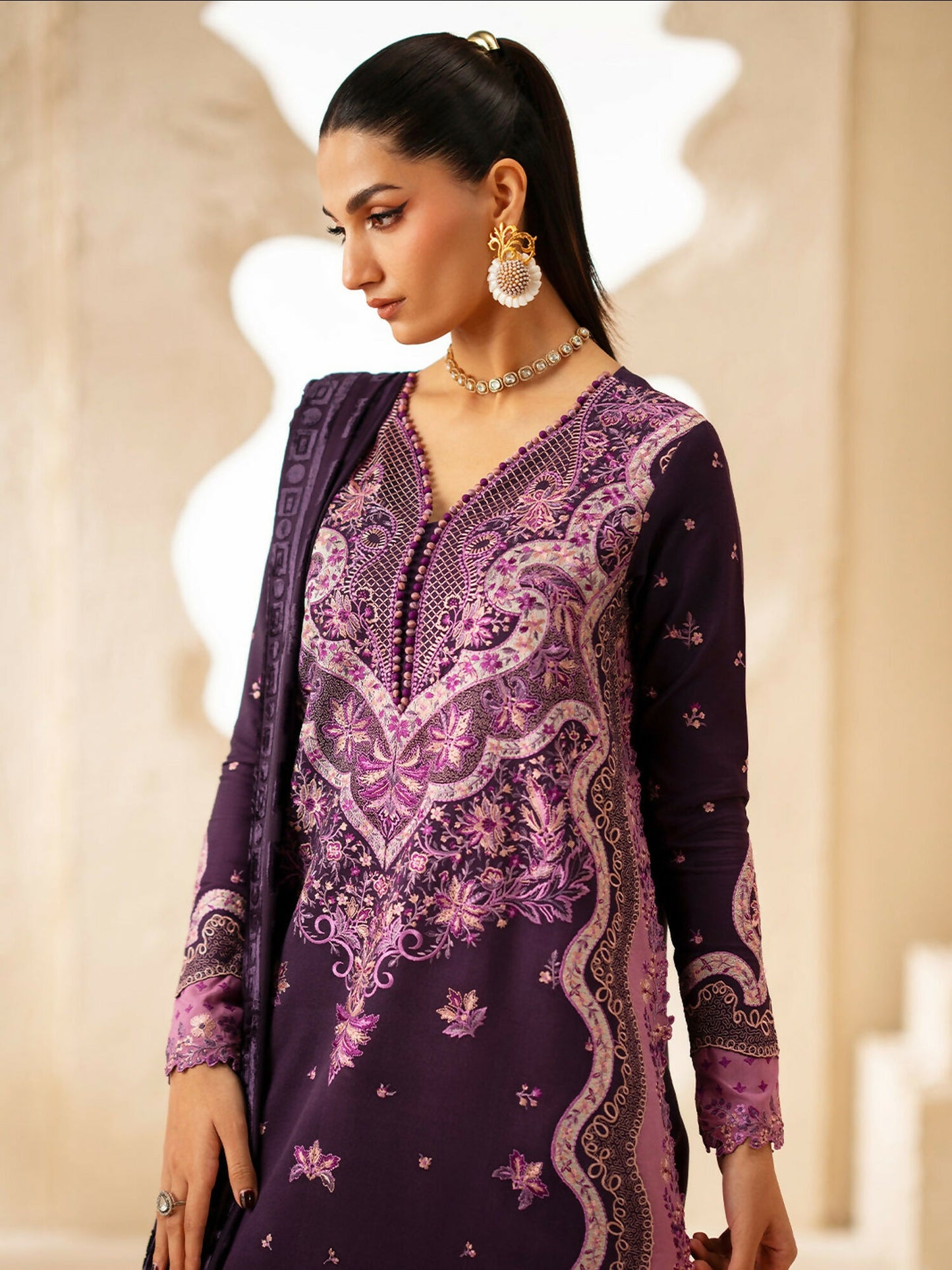Binilyas Saqqara Kotrai Embroidered Unstitched 3-Piece Suit-163-B