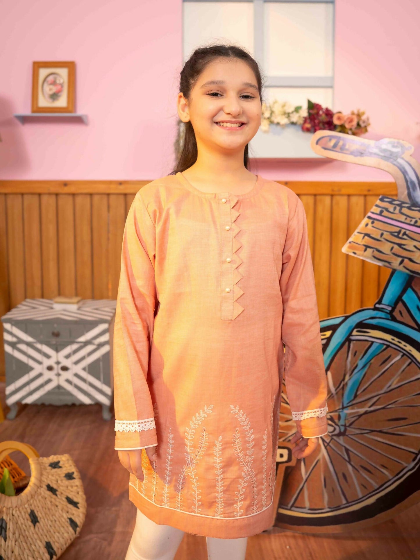 Velvour Girls Cotton Embroidered Stitched Kurti-VG90-C
