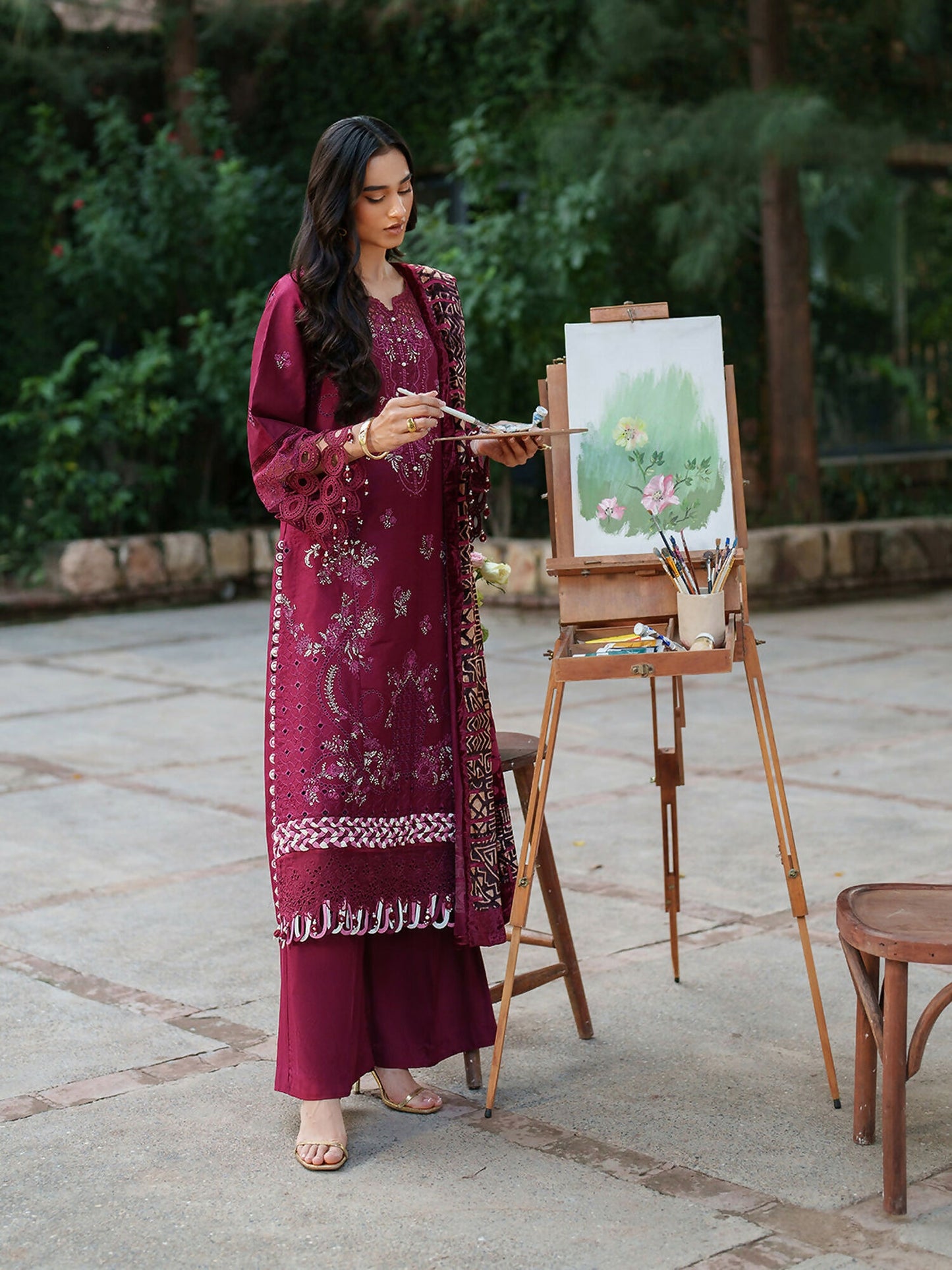 Parishay Panache Winter Corduroy Embroidered Stitched 3-Piece Suit-PNE-09