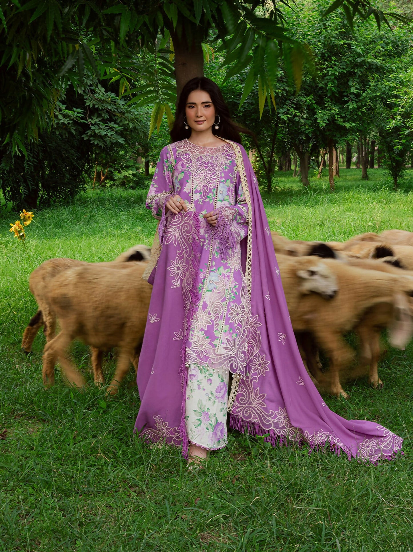 Mahnur Gardenia Khaddar Embroidered Unstitched 3-Piece Suit-GR-12