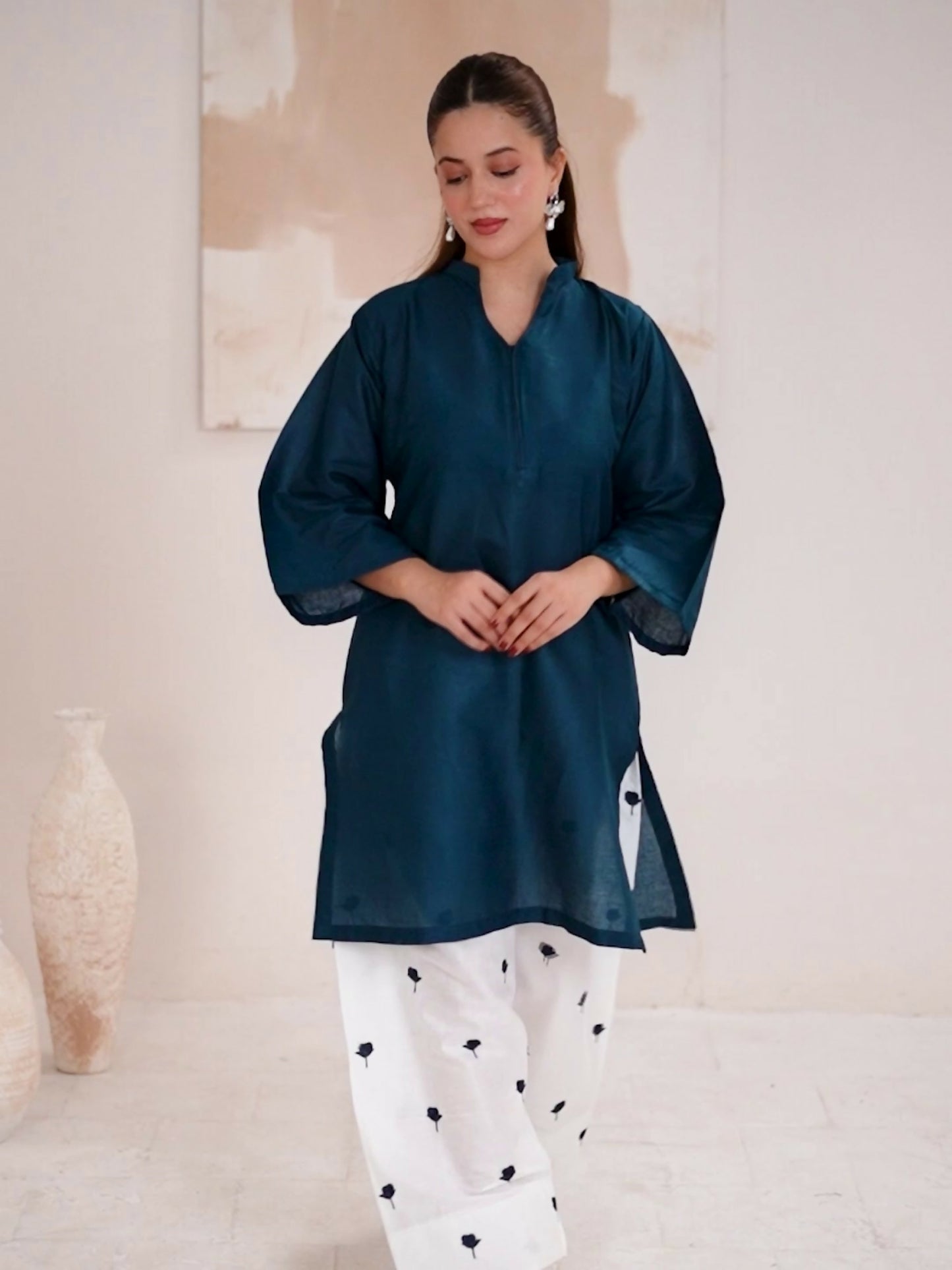 Stylish Collection Luxe Edit Cotton Embroidered Stitched 2-Piece Suit-Cherry Teal