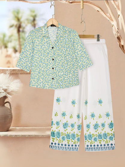 Velvour Girls Cotton Printed Co-Ord Set-VG161-B