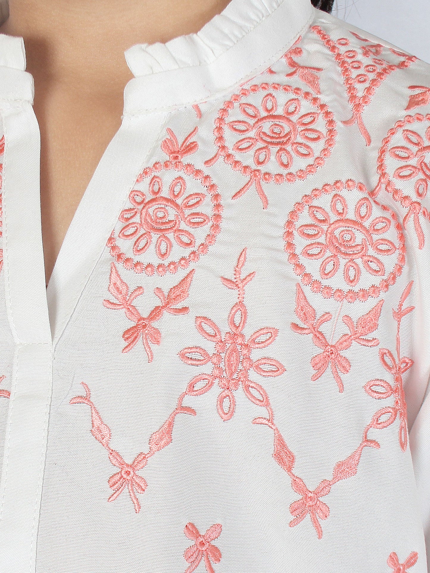 Velvour Girls Cotton Embroidered Stitched Tunic-VG118-A