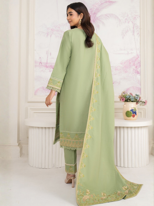 Panache Apparel Winter Whisper Khaddar Embroidered Stitched 3-Piece Suit-Subtle