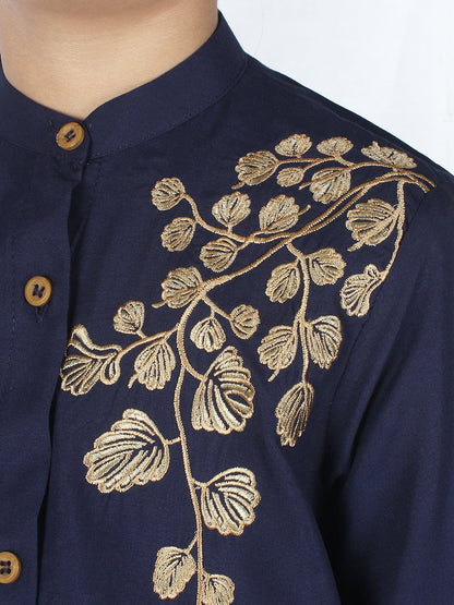 Velvour Girls Cotton Embroidered Stitched Tunic-VG120-B