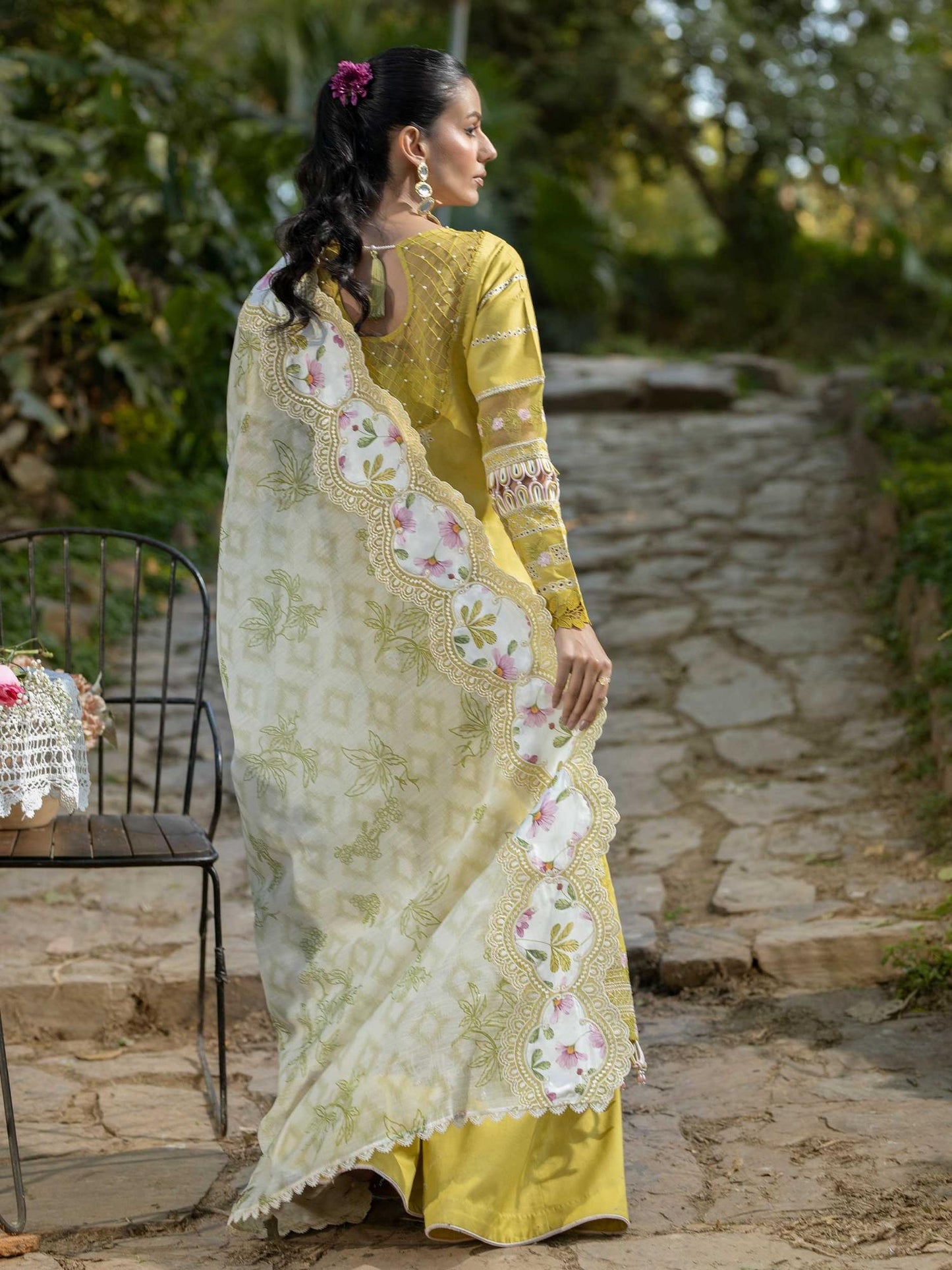 Yellow Rabazka Lawn Embroidered Unstitched 3-Piece Suit-WUS-SV1-25-LUX-05