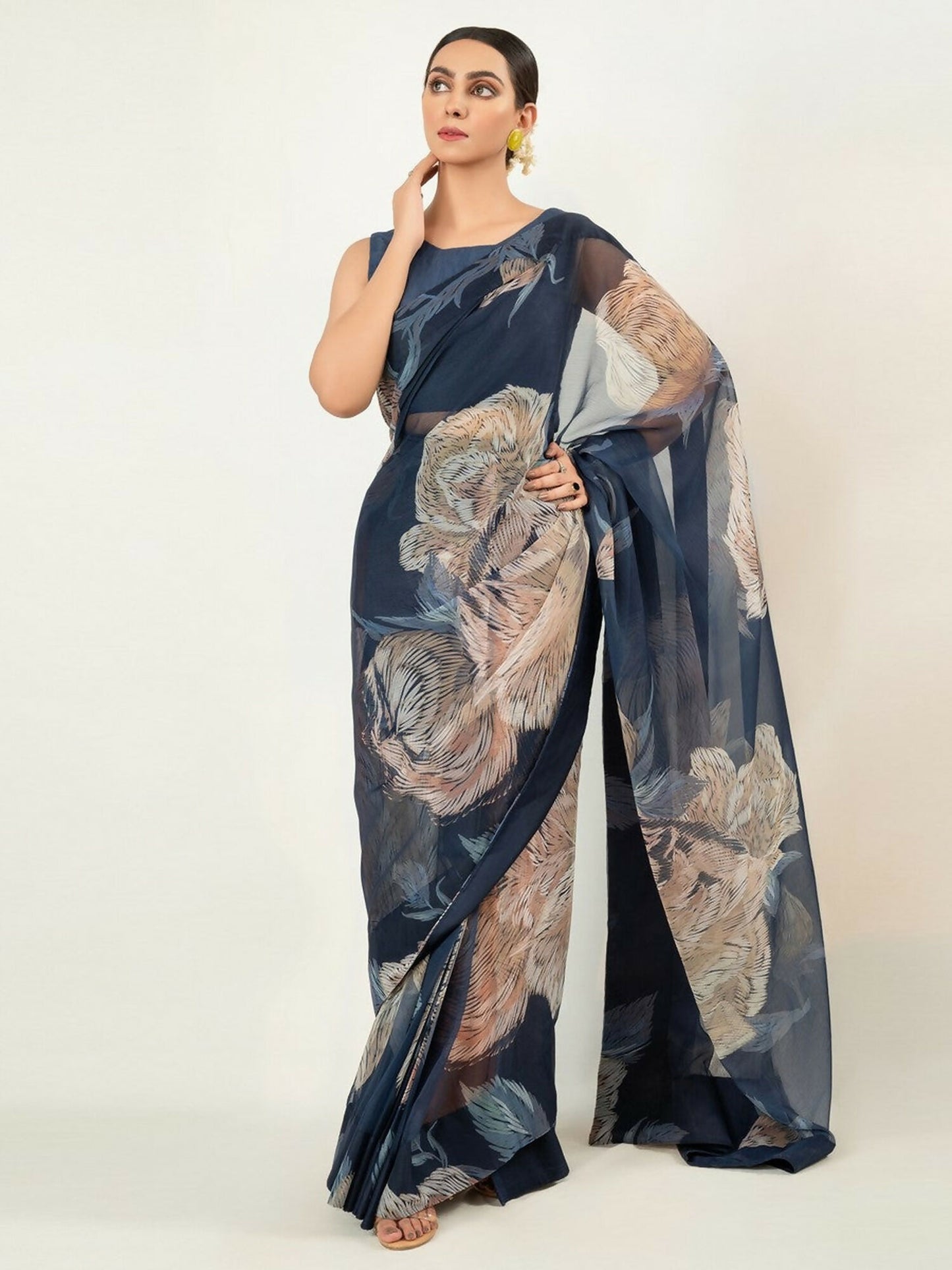 Imran Aftab Chiffon Printed Stitched Saree-IASC 13