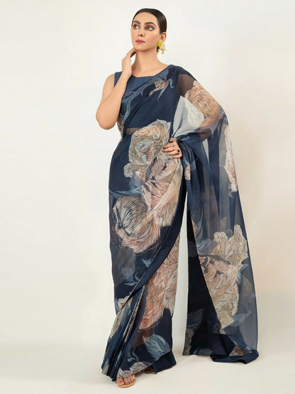 Imran Aftab Chiffon Printed Stitched Saree-IASC 13