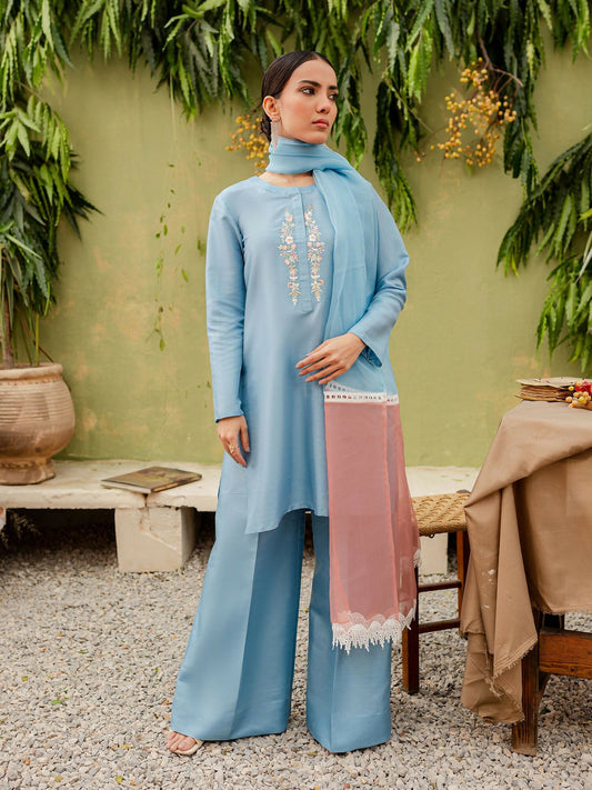 Allure By IH Katan Silk Embroidered Stitched 3-Piece Suit-Zora
