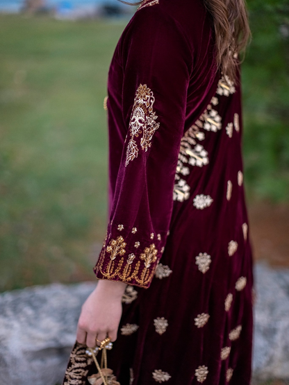 Panache Apparel Velvet Edit Micro Velvet 9000 Embroidered Stitched Suit-Elegance