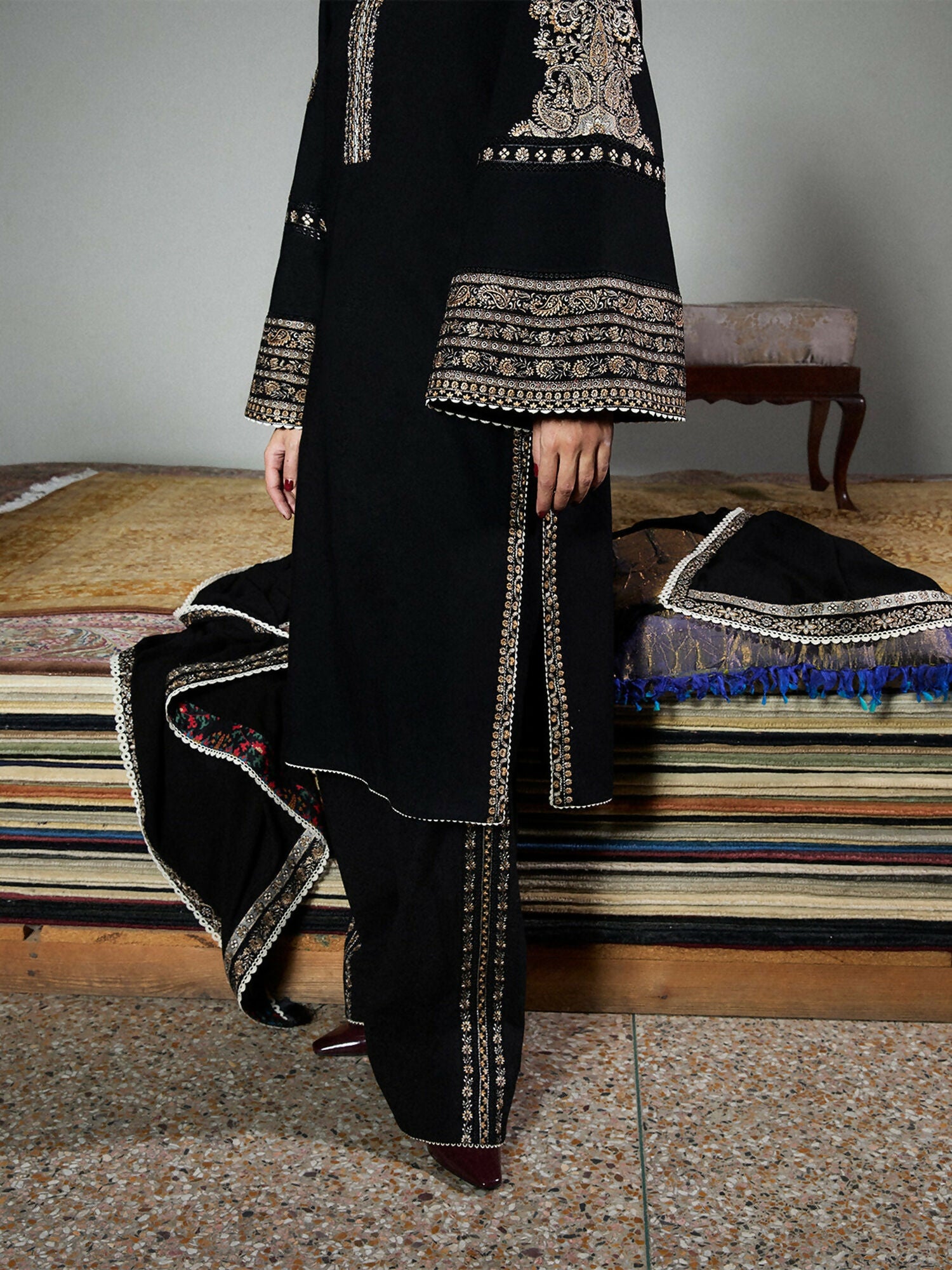 Jugnu by Hussain Rehar Karandi AW 25 - Edit III Embroidered Unstitched 3-Piece Suit-Tila