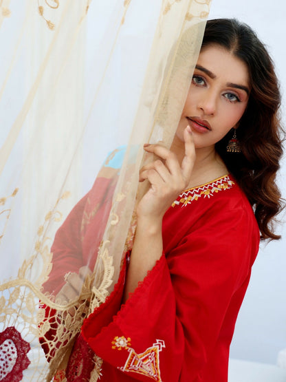 RB Pret & Couture Linen Embroidered Stitched 3-Piece Suit-05