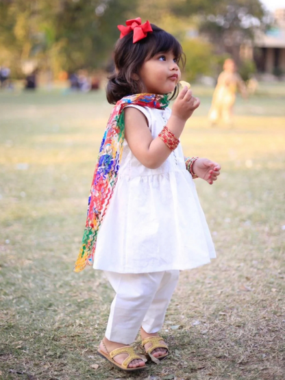 Kidoz Kloset Cotton Printed Stitched 3-Piece Suit-White Candy-Cotton Casual