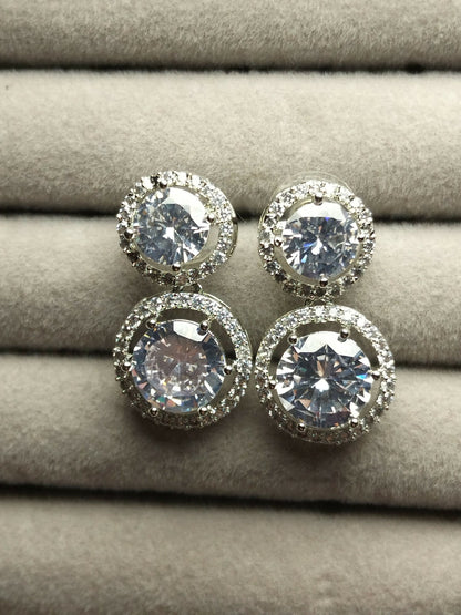 H&A Jewellery One Carat Silver Phodium Plated Earrings