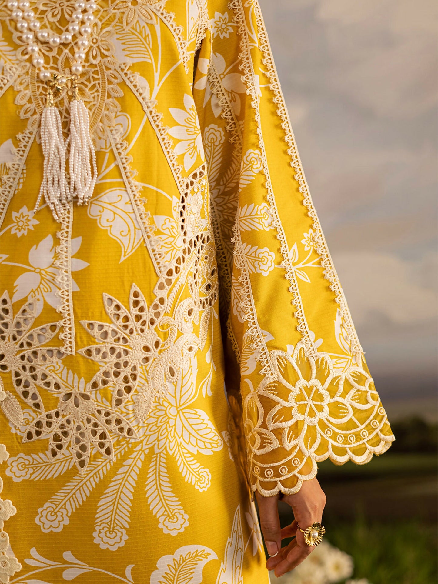 Mahnur Kaia Slub Linen Embroidered Stitched 3-Piece Suit-K- 03