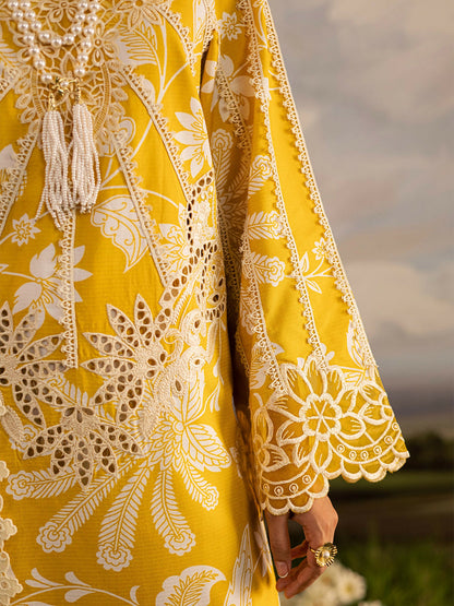 Mahnur Kaia Slub Linen Embroidered Stitched 3-Piece Suit-K- 03