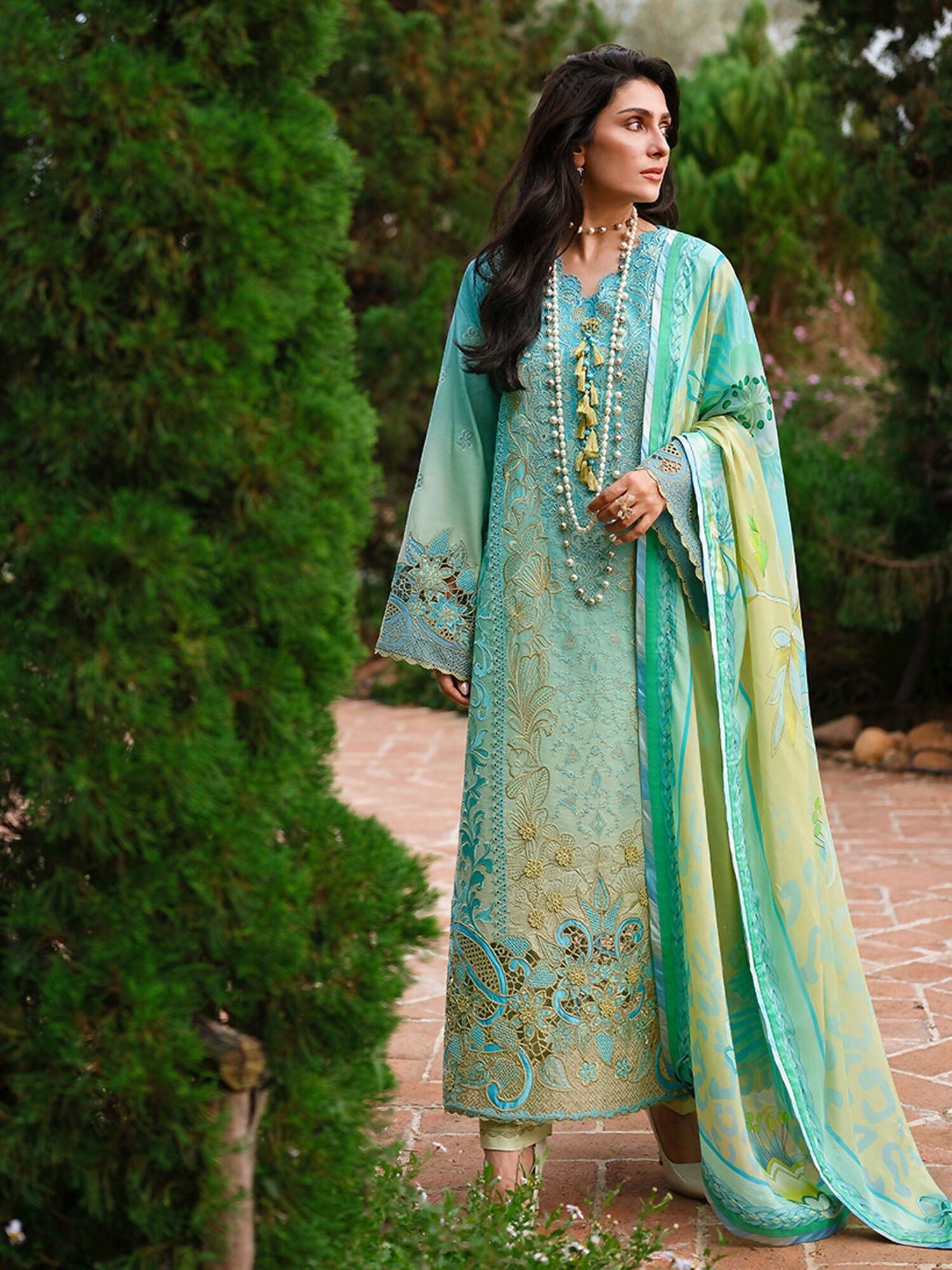 Mushq A Moi Luxury Lawn Embroidered Unstitched 3-Piece Suit-Whispering Winds