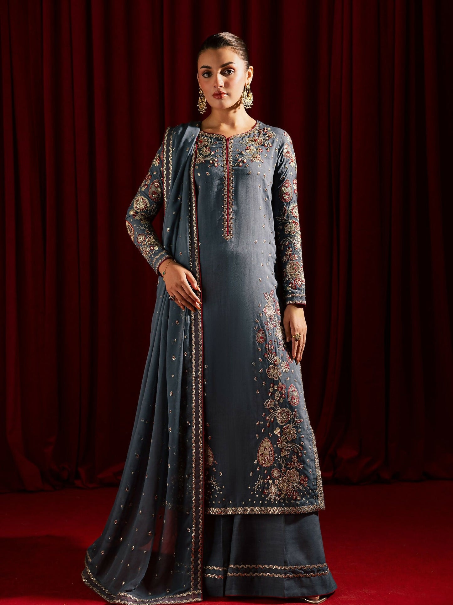 Allure By IH Luxury Pret Raw Silk Embellished Stitched 3-Piece Suit-Jhoomar