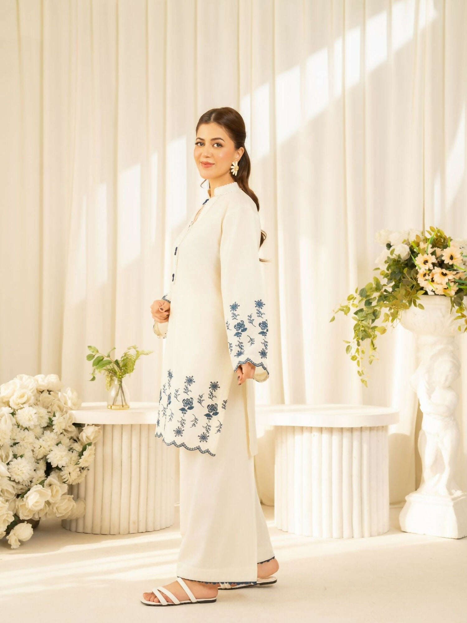 Panache Apparel Sunlit Essentials Cotton Lawn Embroidered Co-Ord Set-Coast