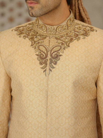 Gem Garments Afsanah Jamawar Embellished Sherwani-Naz