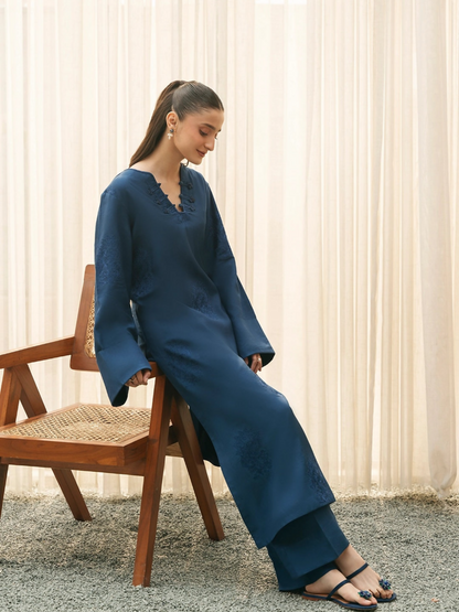 Mannat Clothing Suave Edit Raw Silk Embroidered Co-Ord Set-Nocturne