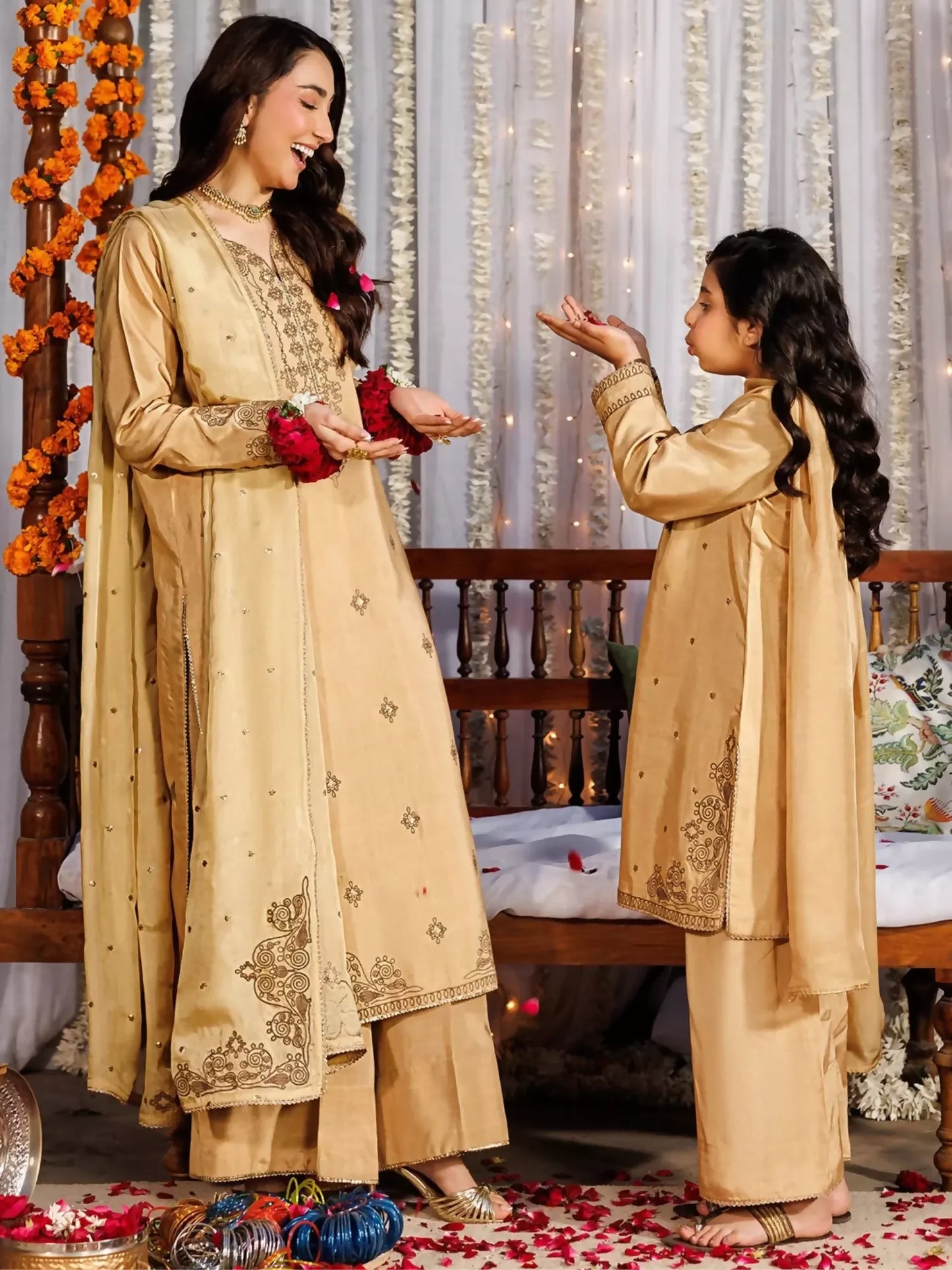 Panache Apparel Noore Eid Edit Sheesha Silk Embroidered Stitched Suit-Deyar Kids