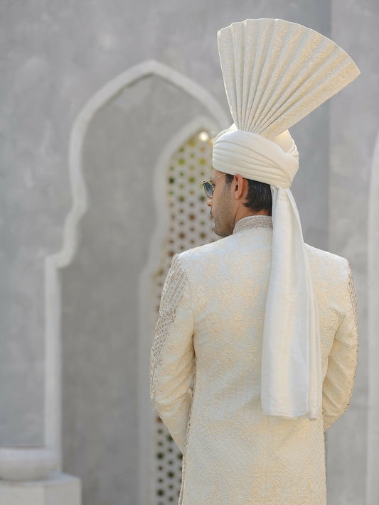 Gem Garments Afsanah Raw Silk Embellished Sherwani-Riaz