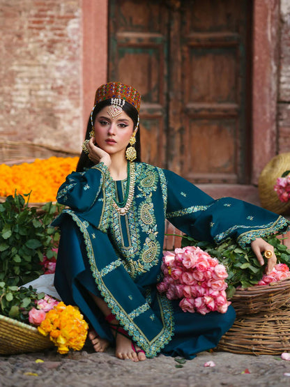 Mahnur Gul Luxury Lawn'26 Embroidered Unstitched 3-Piece Suit-G-002
