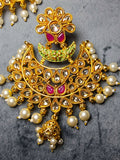 H&A Jewelry Indian Polki with Real Stone Earring and Maang Tikka Set