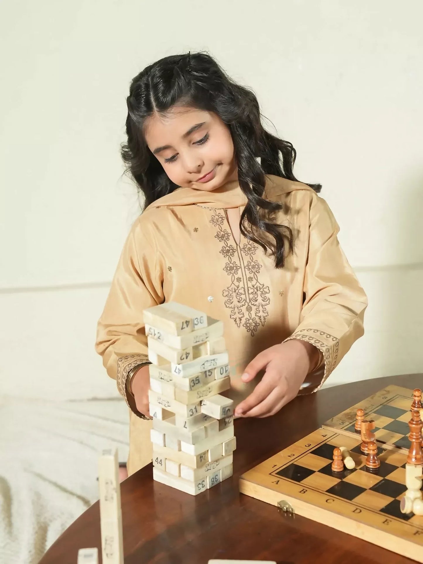 Panache Apparel Noore Eid Edit Sheesha Silk Embroidered Stitched Suit-Deyar Kids