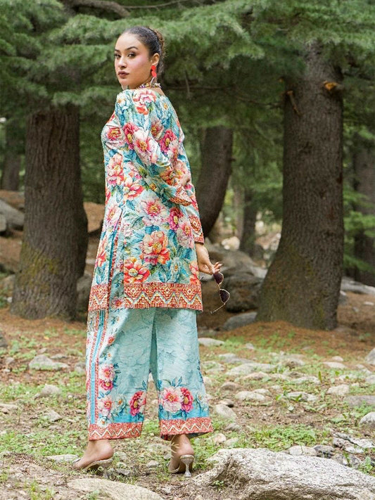 HU Studios Doriya Linen Printed Stitched 2-Piece Suit-Gul-e-Baharan