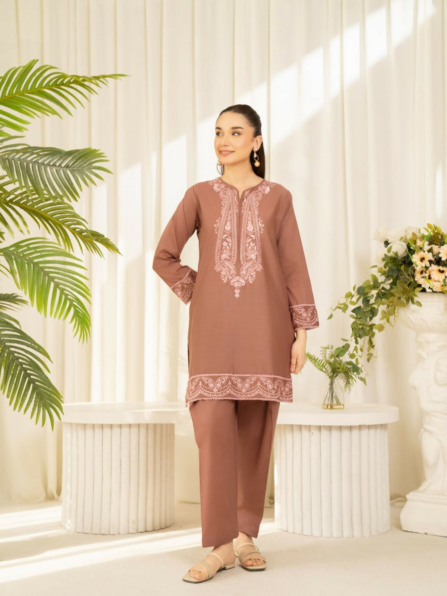 Panache Apparel Sunlit Essentials Cotton Lawn Embroidered Stitched Suit-Lush
