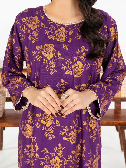 Stylish Collection Enchant Pret Linen Printed Co-Ord Set-Rose Purple