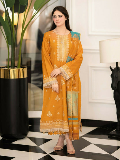 Zeephire Dhanak Embroidered Stitched 3-Piece Suit-Ifra