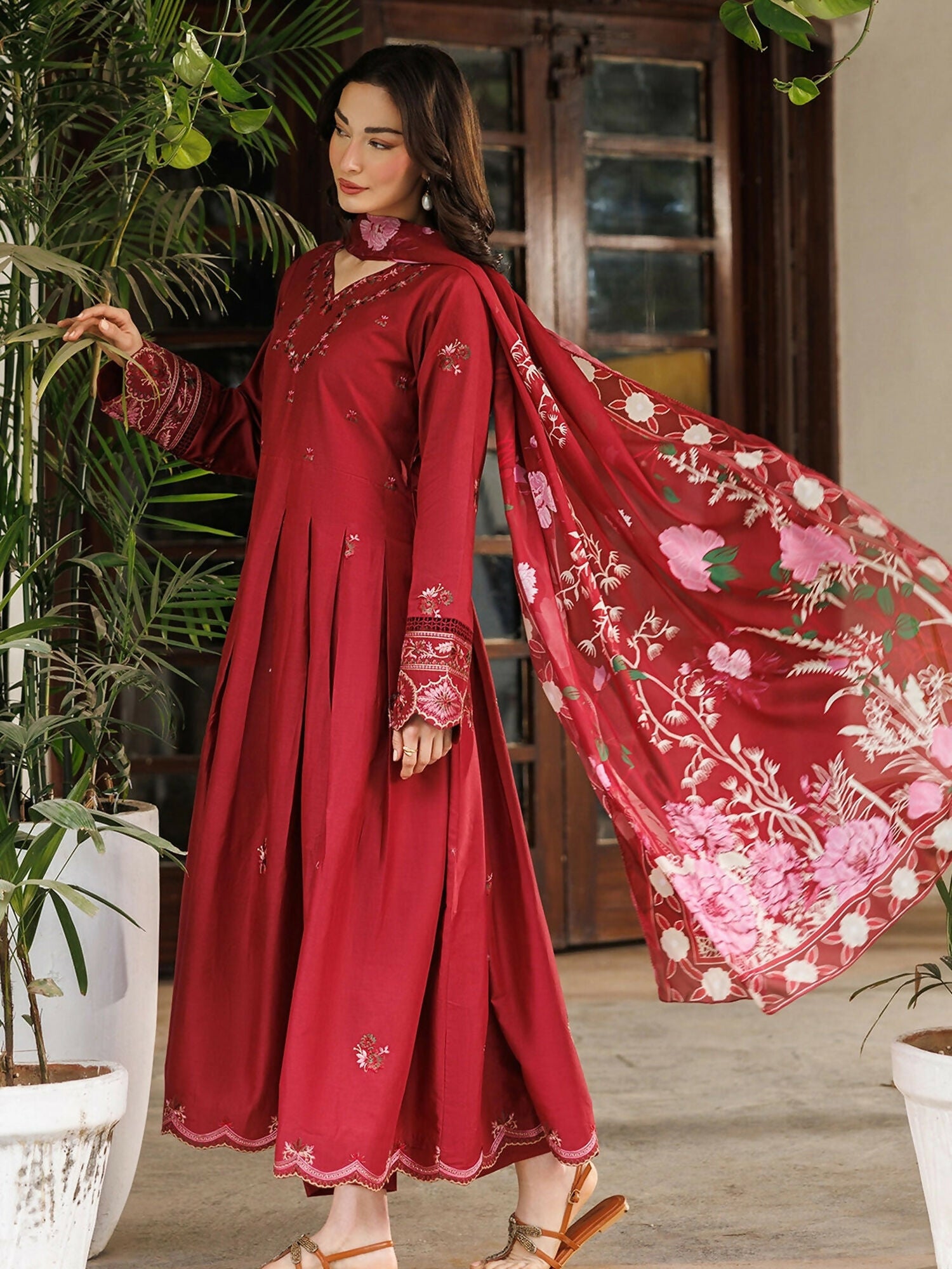 Panache Apparel Mistfall Ramadan Edit Cotton Embroidered Stitched Suit-Blush Reverie