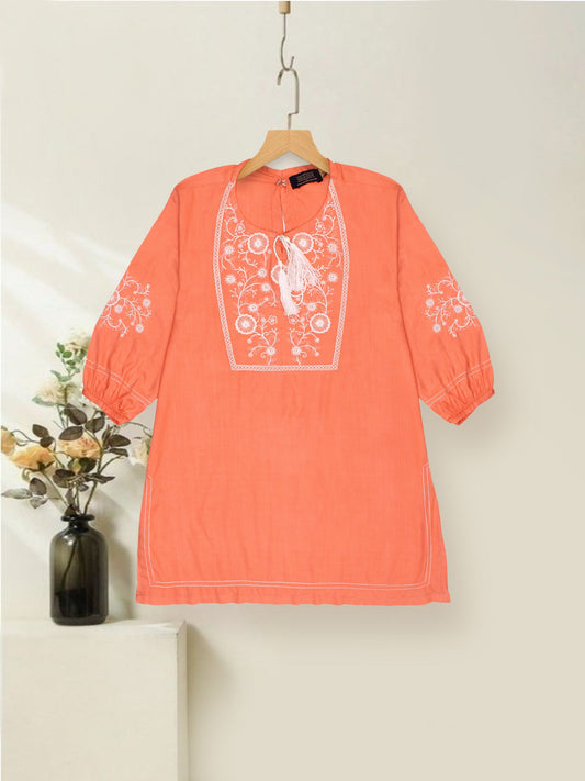 Velvour Girls Cotton Embroidered Stitched Kurti-VG58-A