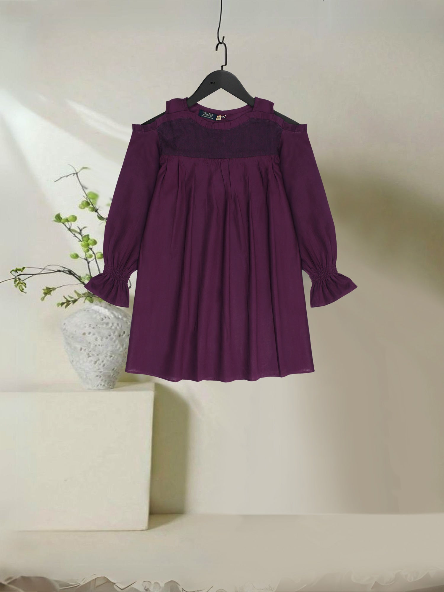 Velvour Girls Cotton Embroidered Stitched Tunic-VG96-B