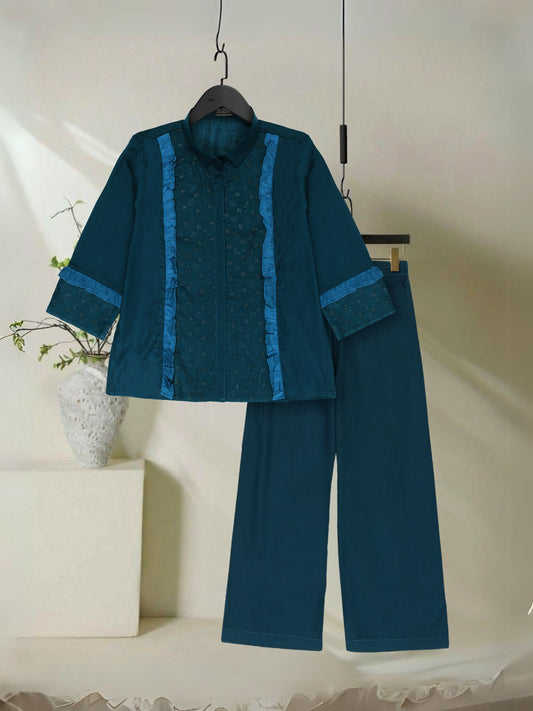 Velvour Girls Cotton Embroidered Co-Ord Set-VG150-C