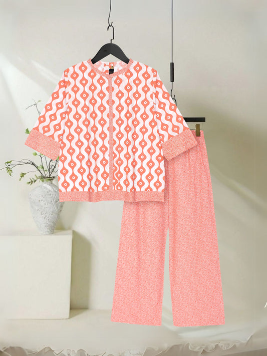 Velvour Girls Cotton Printed Co-Ord Set-VG142-B