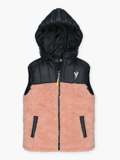 Velvour Sleeveless Hooded Fur Jacket-VJ42-C