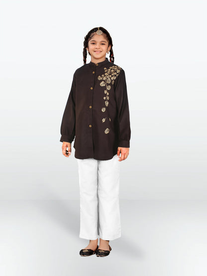 Velvour Girls Cotton Embroidered Stitched Tunic-VG120-A