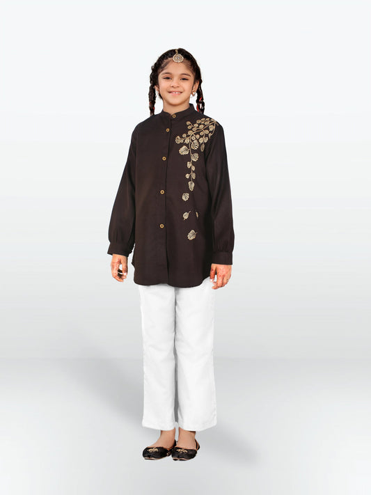 Velvour Girls Cotton Embroidered Stitched Tunic-VG120-A