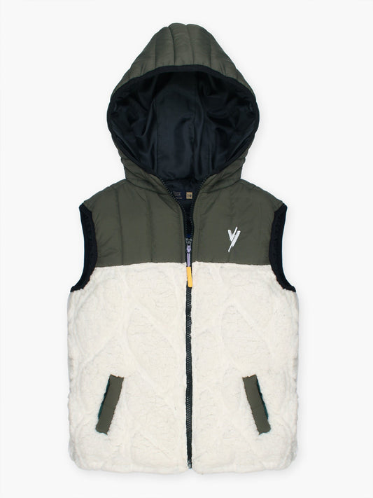 Velvour Sleeveless Hooded Fur Jacket-VJ42-B