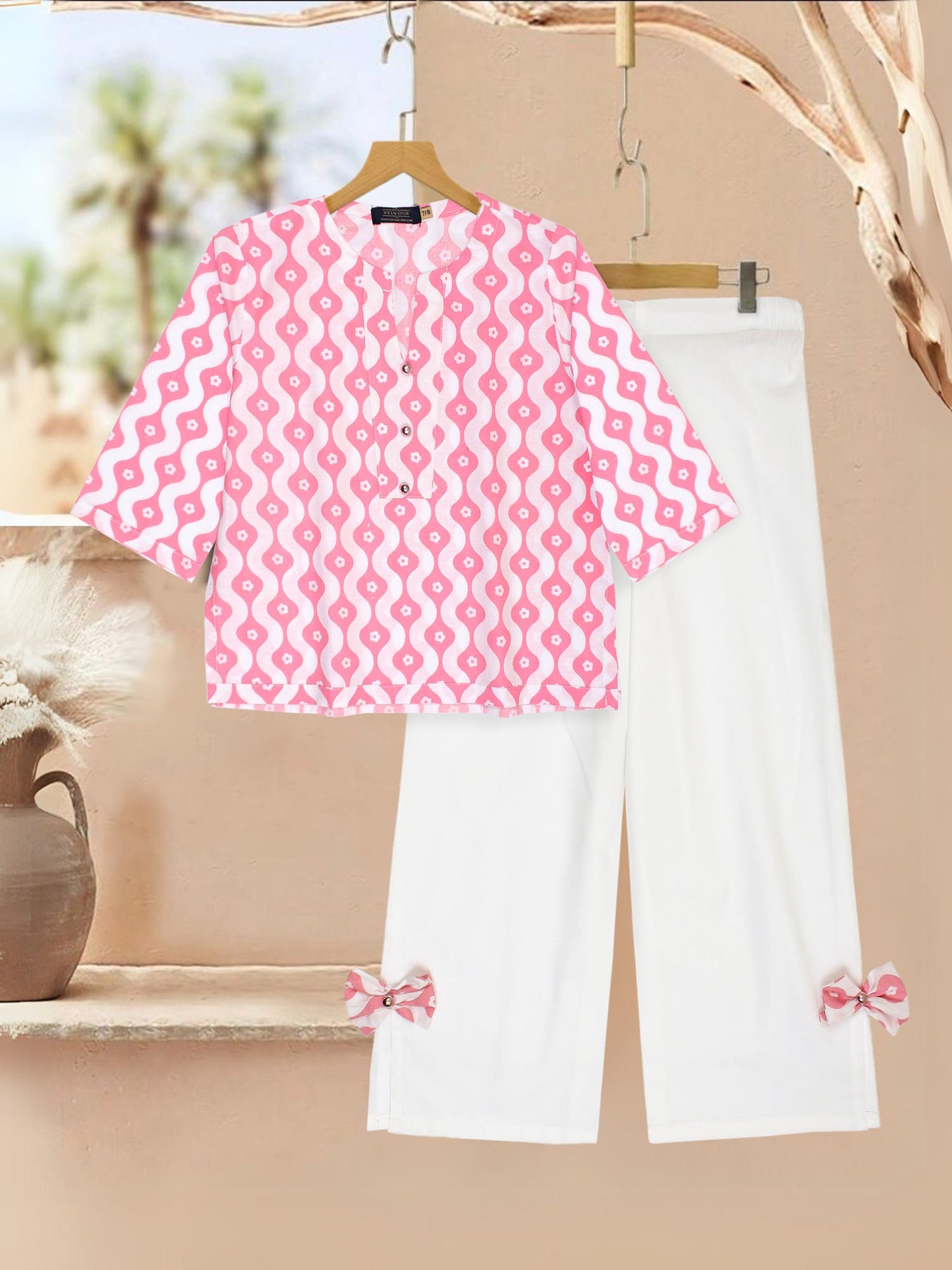 Velvour Girls Cotton Printed Co-Ord Set-VG147-B