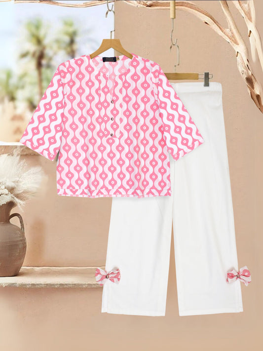 Velvour Girls Cotton Printed Co-Ord Set-VG147-B