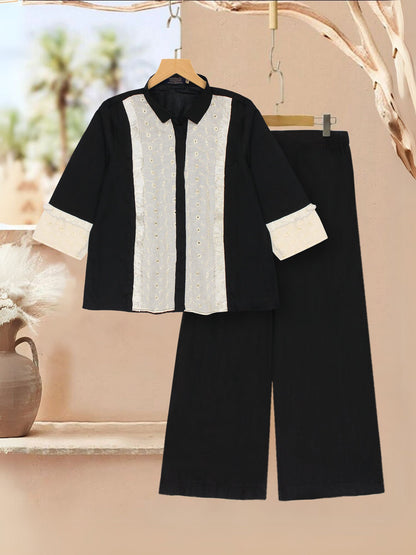 Velvour Girls Cotton Embroidered Co-Ord Set-VG150-B