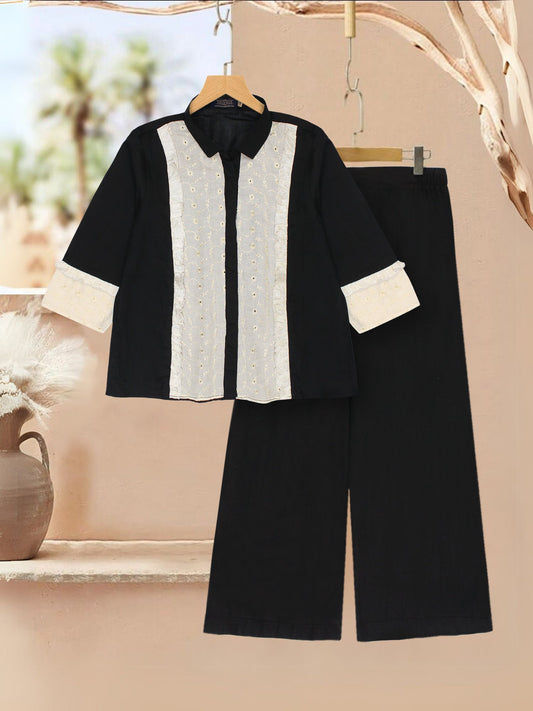 Velvour Girls Cotton Embroidered Co-Ord Set-VG150-B