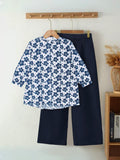 Velvour Girls Cotton Printed Co-Ord Set-VG144-B